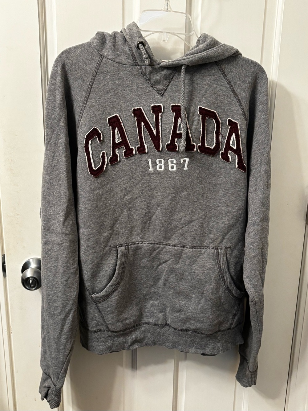 Blue 84 Gray 'CANADA 1867' Hooded Sweatshirt with Maroon Appliqué